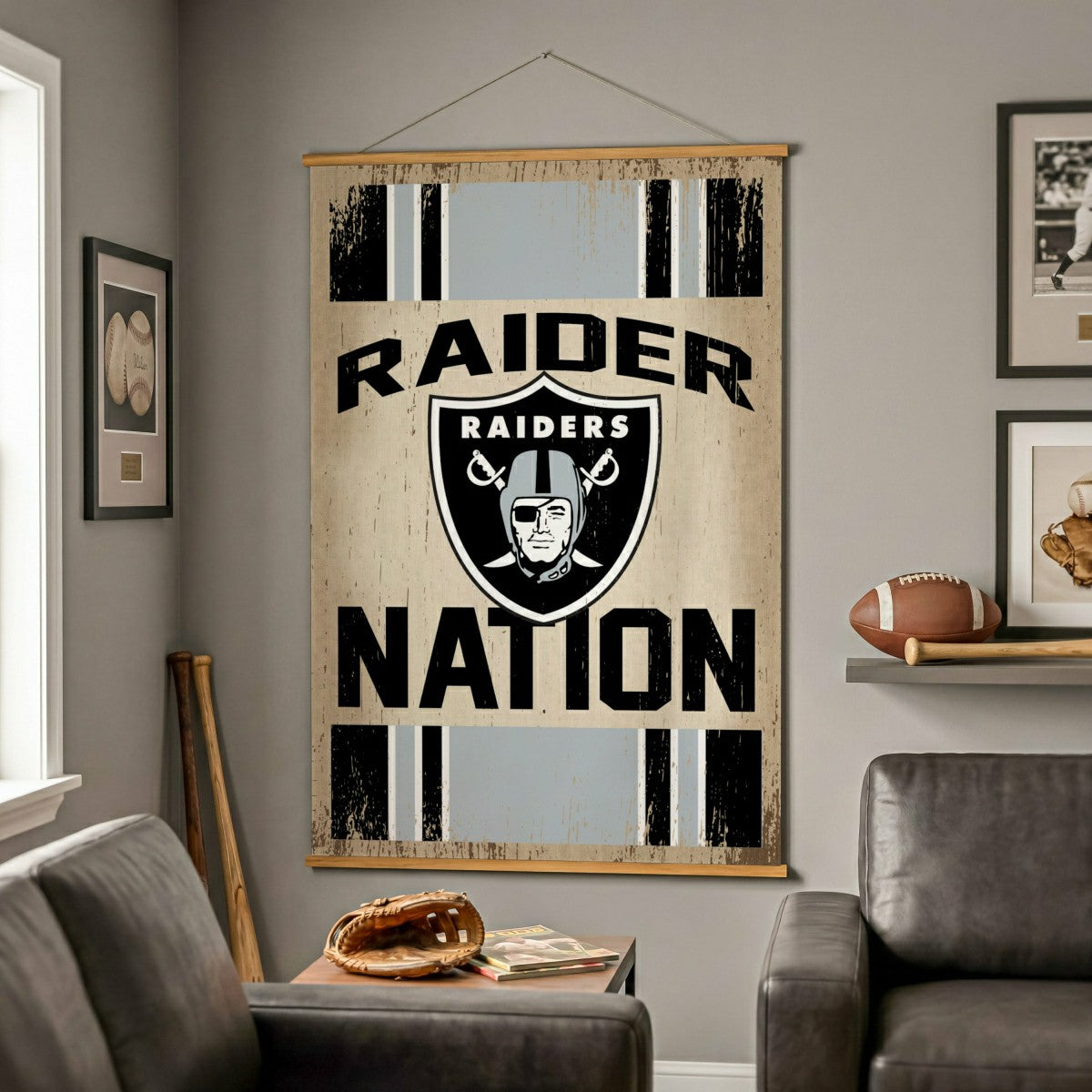 Las Vegas Raiders, Canvas Wall Tapestry, Large, 54x36, NFL, Home