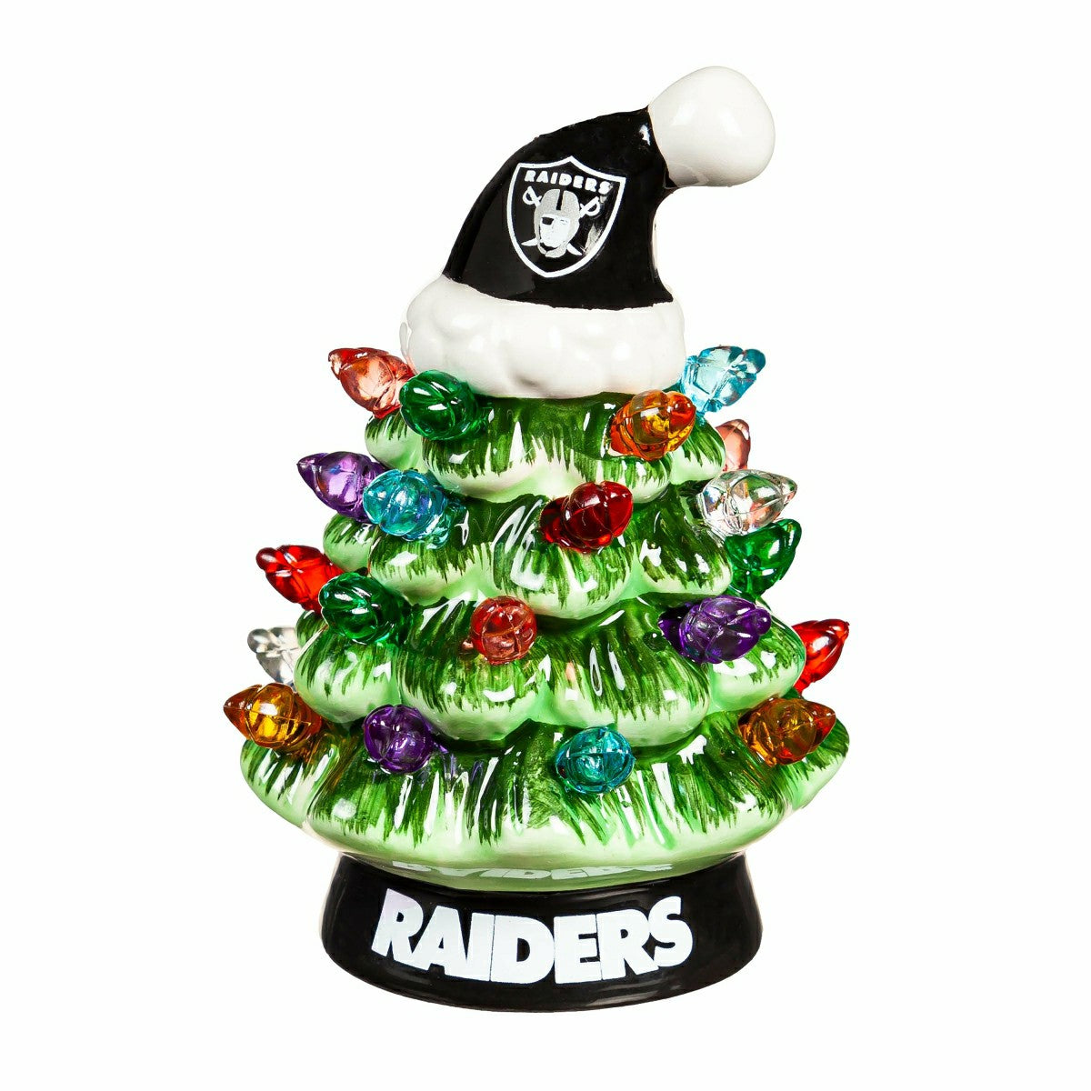 4" Mini LED Tabletop Christmas Tree, Set of 2, Las Vegas Raiders, NFL, Home
