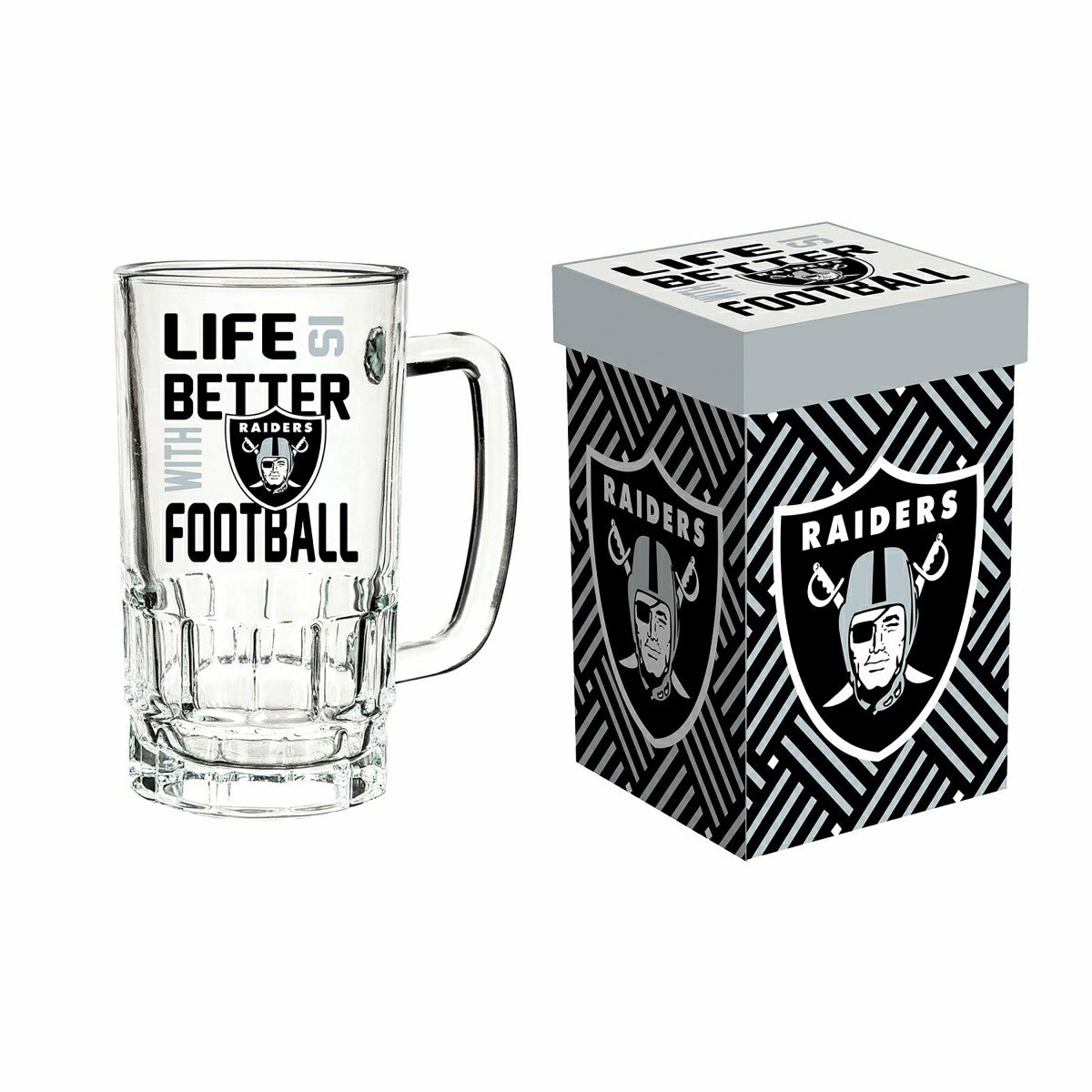 Glass Tankard Cup, with Gift Box, Las Vegas Raiders, NFL, Home