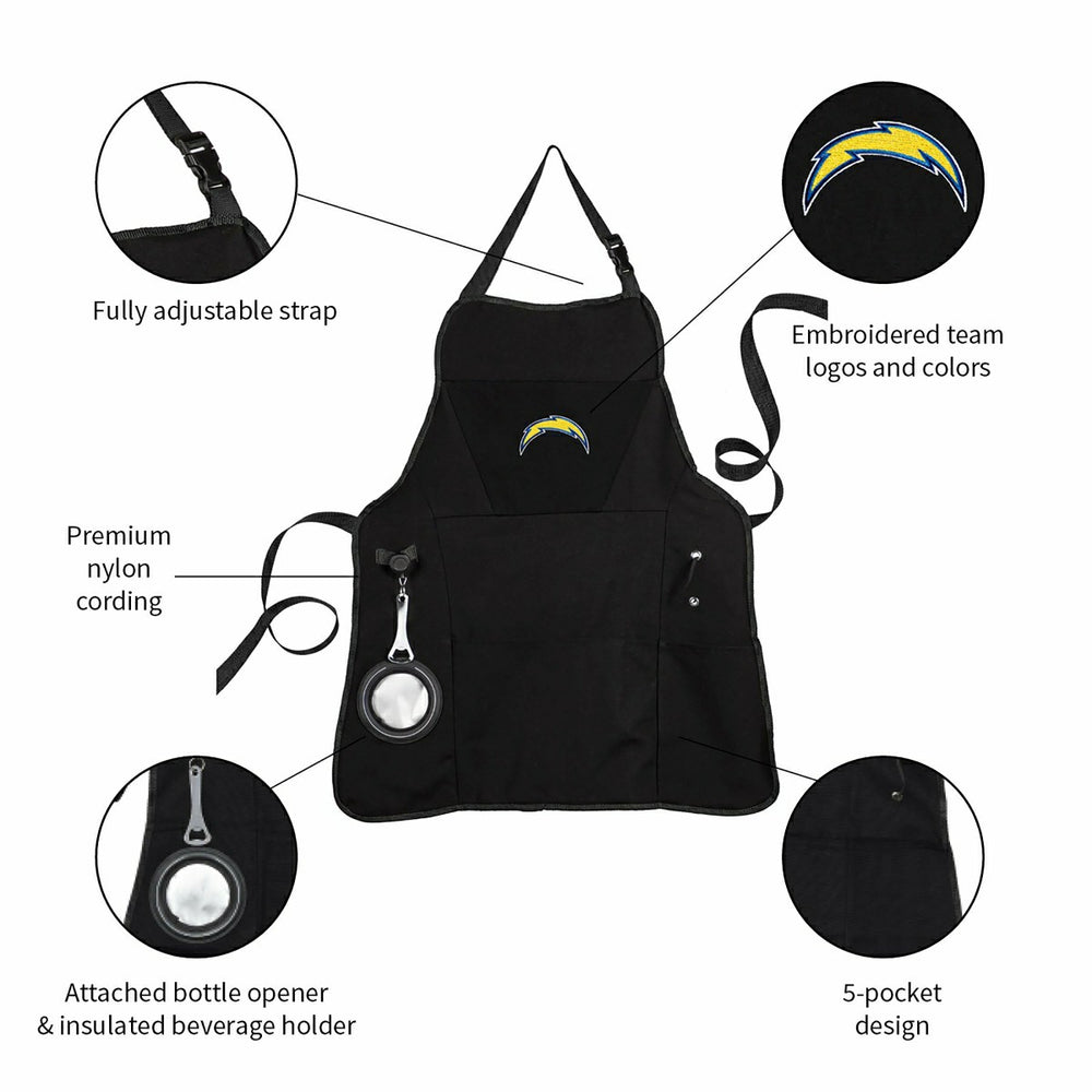 Grill Apron, Black, Los Angeles Chargers, NFL, Home