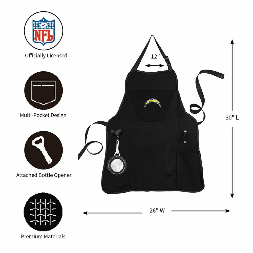 Grill Apron, Black, Los Angeles Chargers, NFL, Home