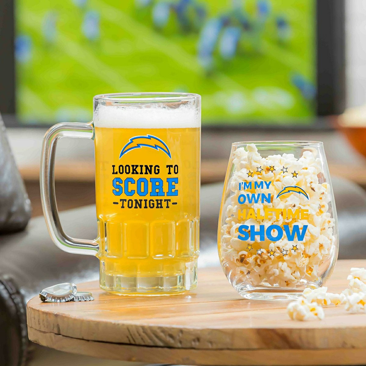 Los Angeles Chargers, Stemless 17OZ Wine & Beer 16 OZ Gift Set, NFL, Home
