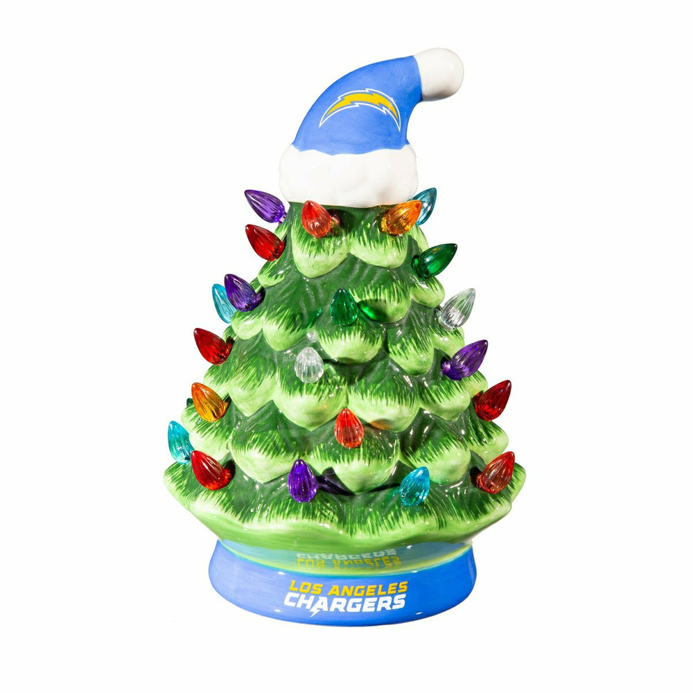 8" LED Ceramic Christmas Tree, Los Angeles Chargers, NFL, Home