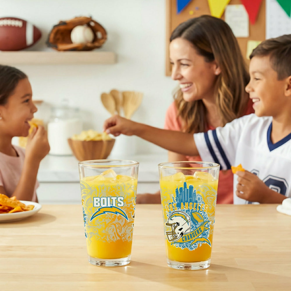 Los Angeles Chargers 16oz Glass pint, Set of 2, NFL, Home