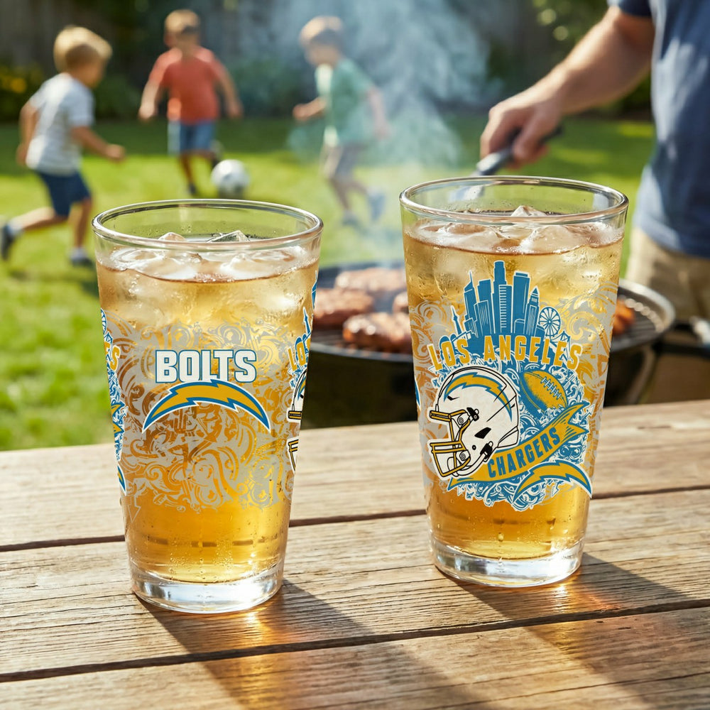 Los Angeles Chargers 16oz Glass pint, Set of 2, NFL, Home