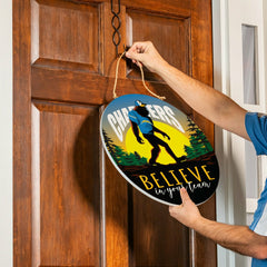 Los Angeles Chargers Bigfoot Round Door Décor with Hanging Rope, 18x18, NFL, Home