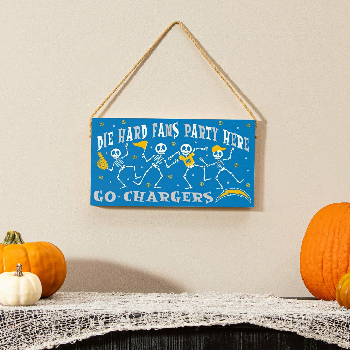 Los Angeles Chargers Halloween Wood Wall Sign, 6x11, NFL, Home