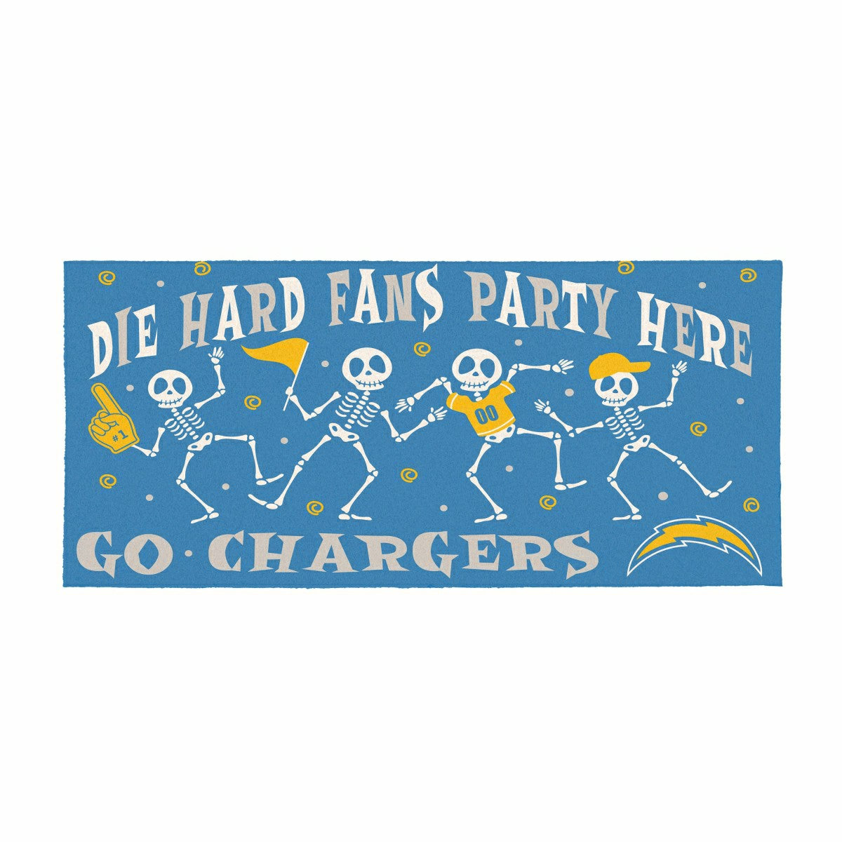 Los Angeles Chargers Flocked Coir Halloween Sassafras Switch Mat, 22"x, NFL