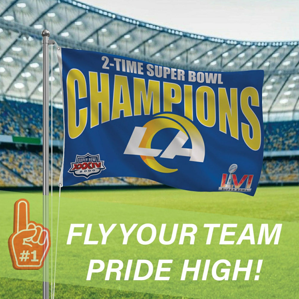 LA Rams, Super Bowl 2X Superbowl Champions, Football, 3x5 Flag, NFL, Home
