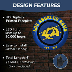 Los Angeles Rams, Metal Lite, Round, NFL