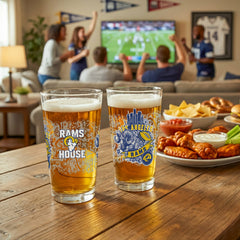 Los Angeles Rams 16oz Glass pint, Set of 2, NFL, Home