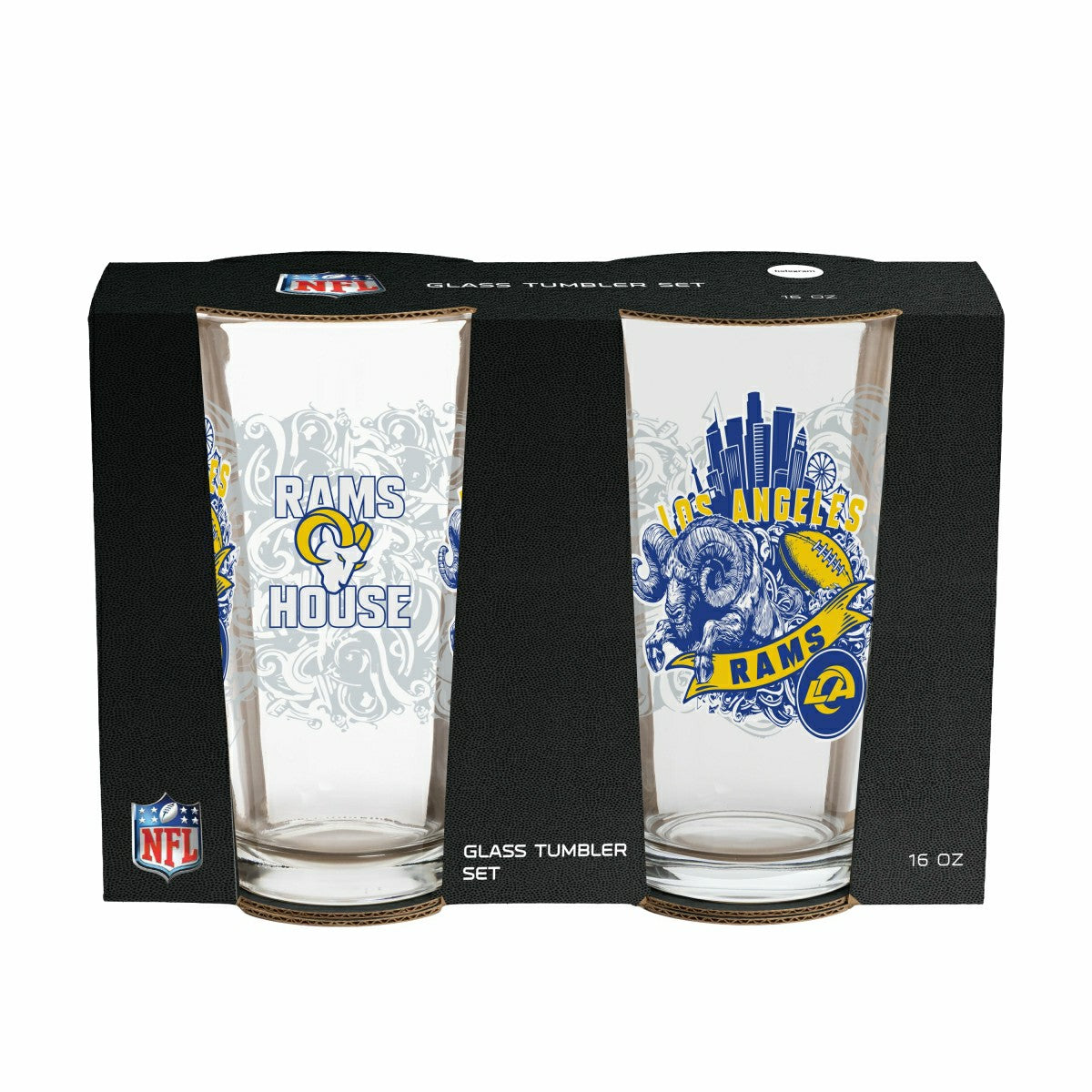 Los Angeles Rams 16oz Glass pint, Set of 2, NFL, Home