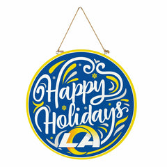 Los Angeles Rams Holiday Round Door Décor with Hanging Rope, 18x18, NFL, Home