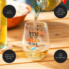 Miami Dolphins, 17oz Boxed Stemless Wine, NFL, Home
