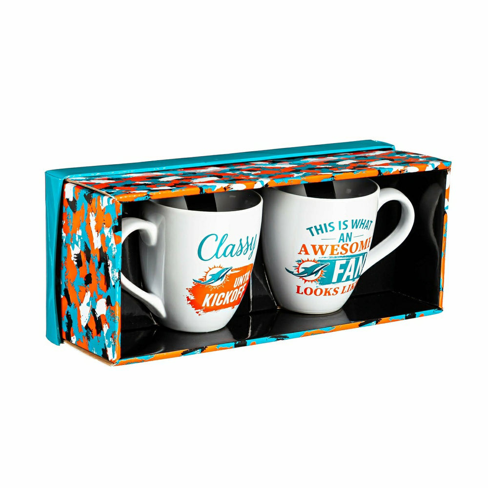 Miami Dolphins, Ceramic Cup O'Java 17oz Gift Set, NFL, Home