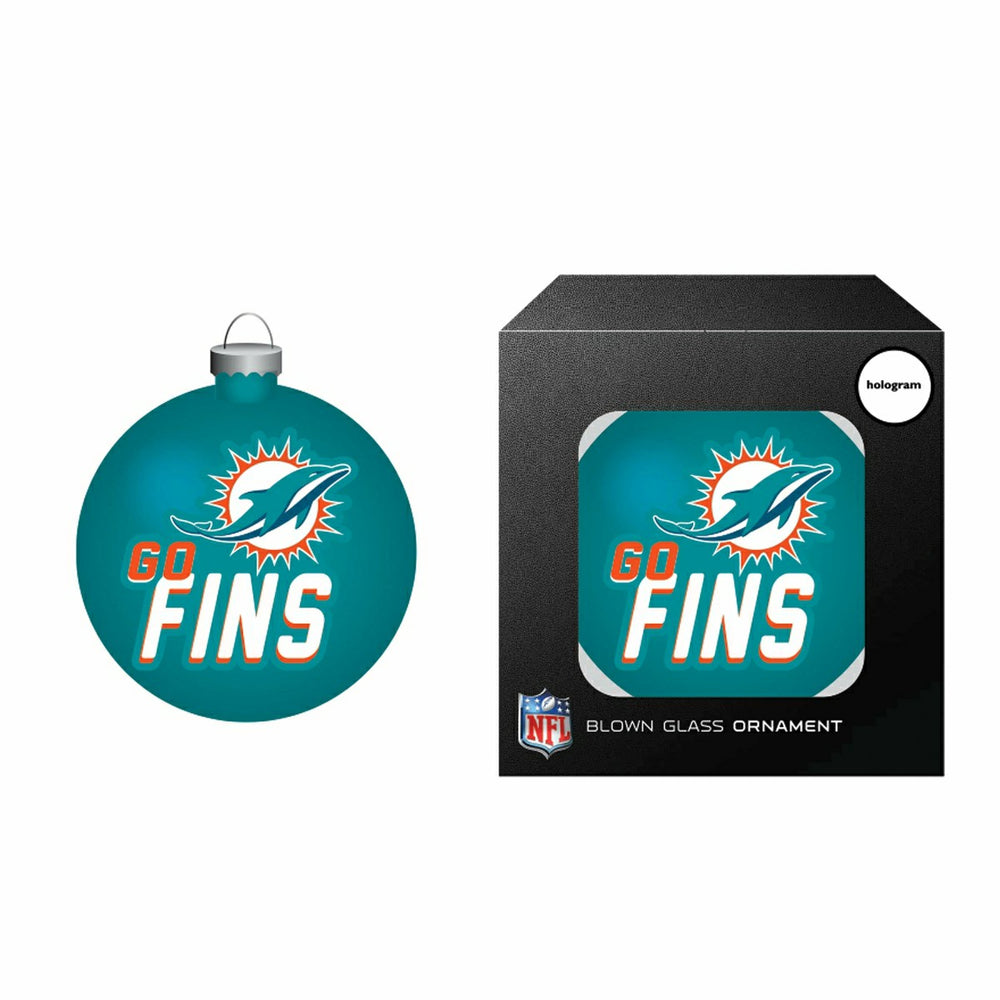 Blown Glass Ornament, Miami Dolphins, NFL