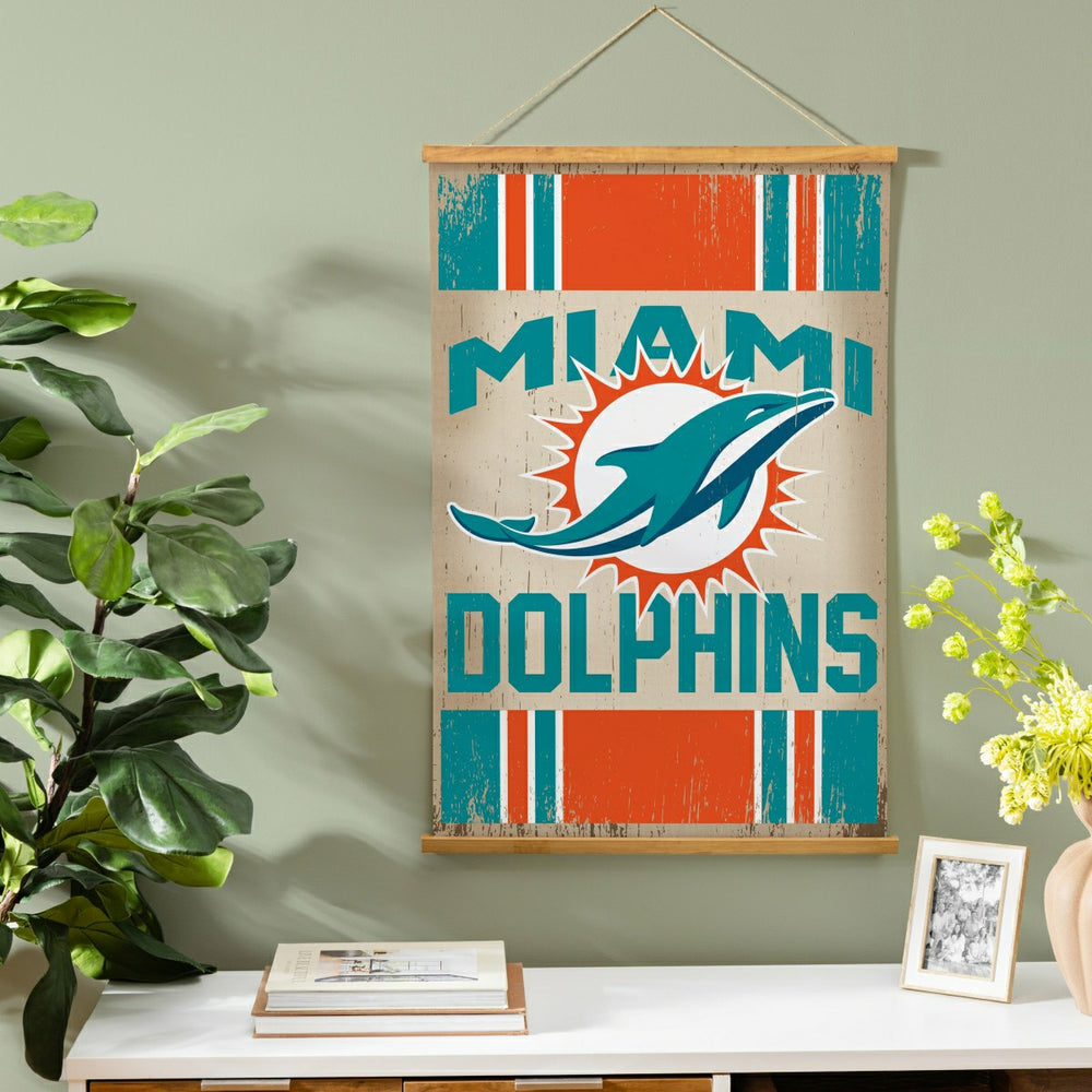 Miami Dolphins, Canvas Wall Tapestry, Medium, 36x24, NFL, Home
