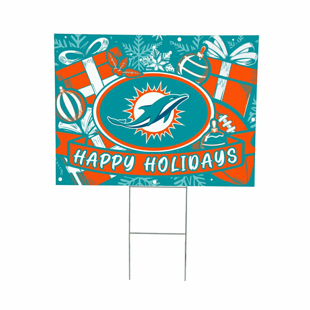 Miami Dolphins Yard Sign, Holiday, NFL, Home