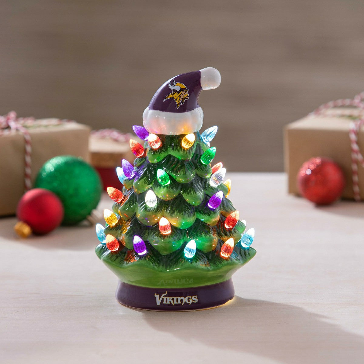 8" LED Ceramic Christmas Tree, Minnesota Vikings, NFL, Home