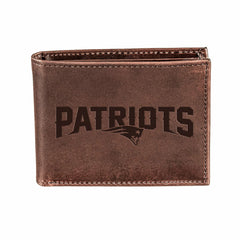 New England Patriots, Bi-Fold Wallet, Brown, CH, 100% Genuine Leather, NFL, Home