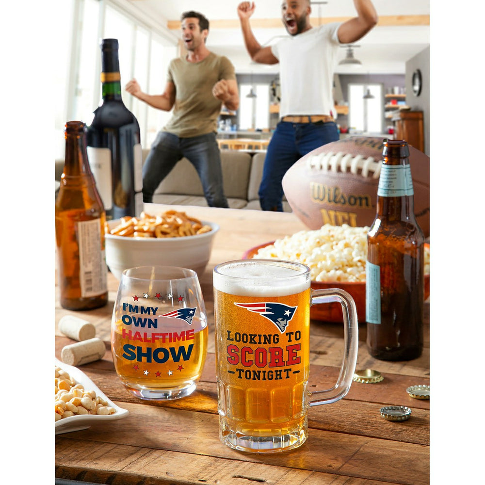 New England Patriots, Stemless 17OZ Wine & Beer 16 OZ Gift Set, NFL