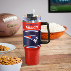 40oz Stainless Steel Canyon Cup w/ Straw, New England Patriots, NFL, Home