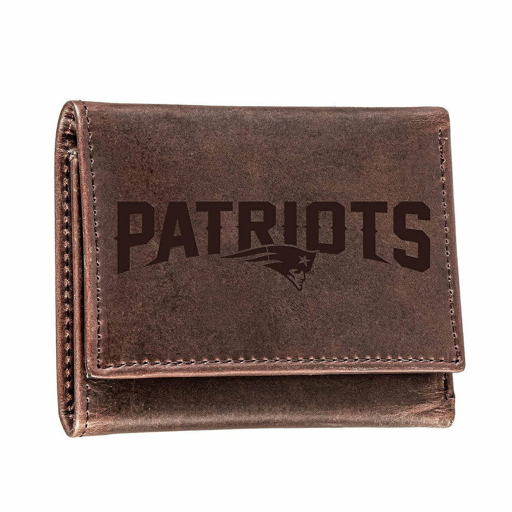 New England Patriots, Tri-Fold Wallet, Brown, CH, 100% Genuine Leather, NFL, Home