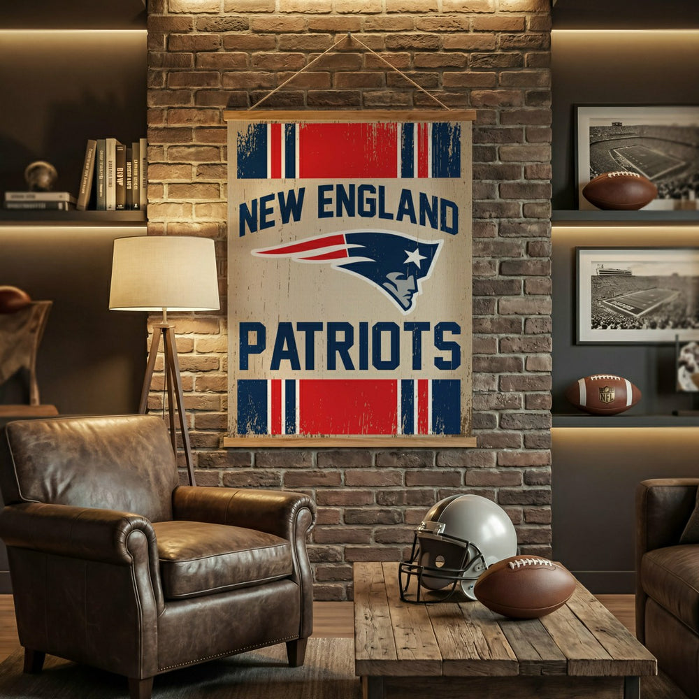 New England Patriots, Canvas Wall Tapestry, Large, 54x36, NFL, Home
