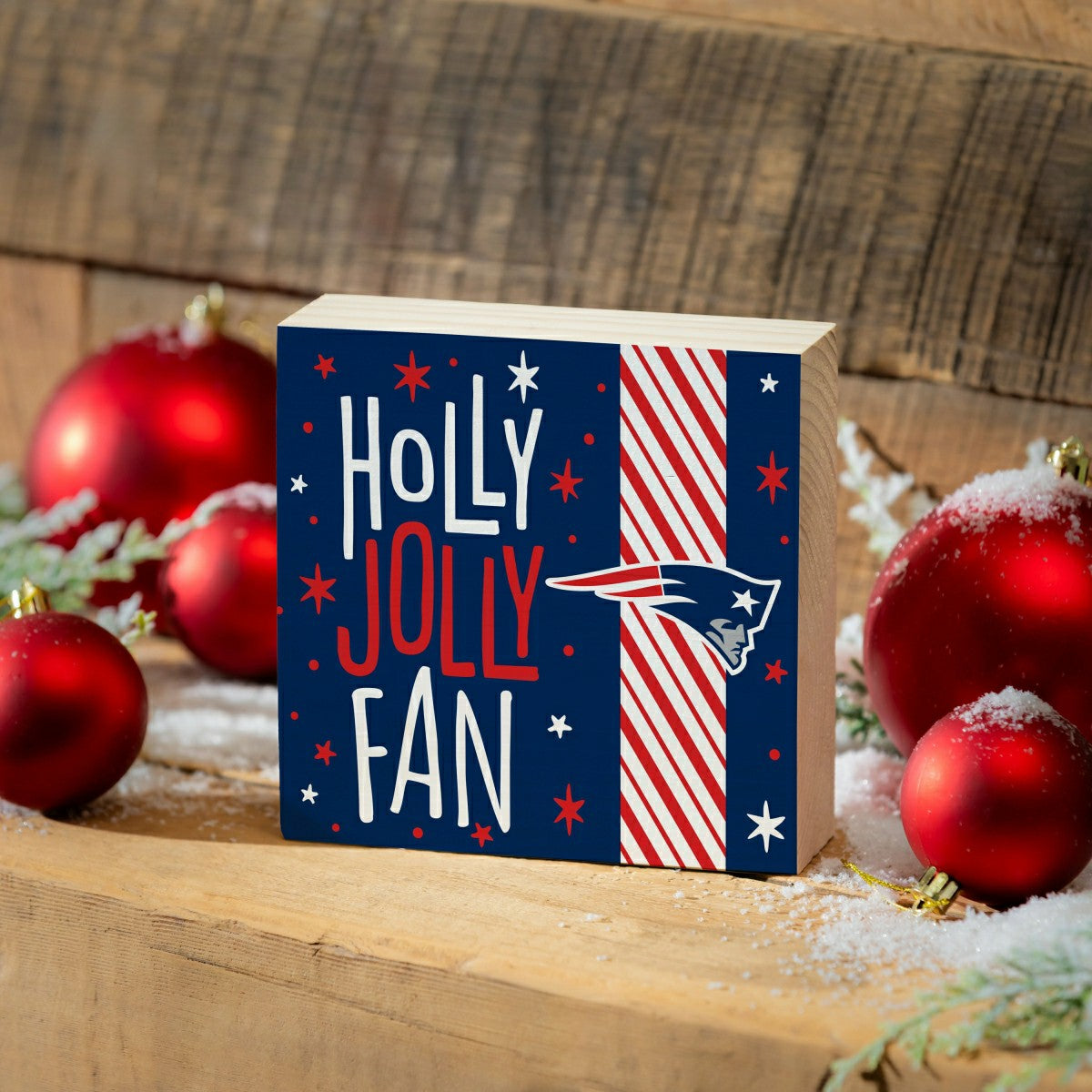 New England Patriots Block, Holiday, 6x6, NFL, Home