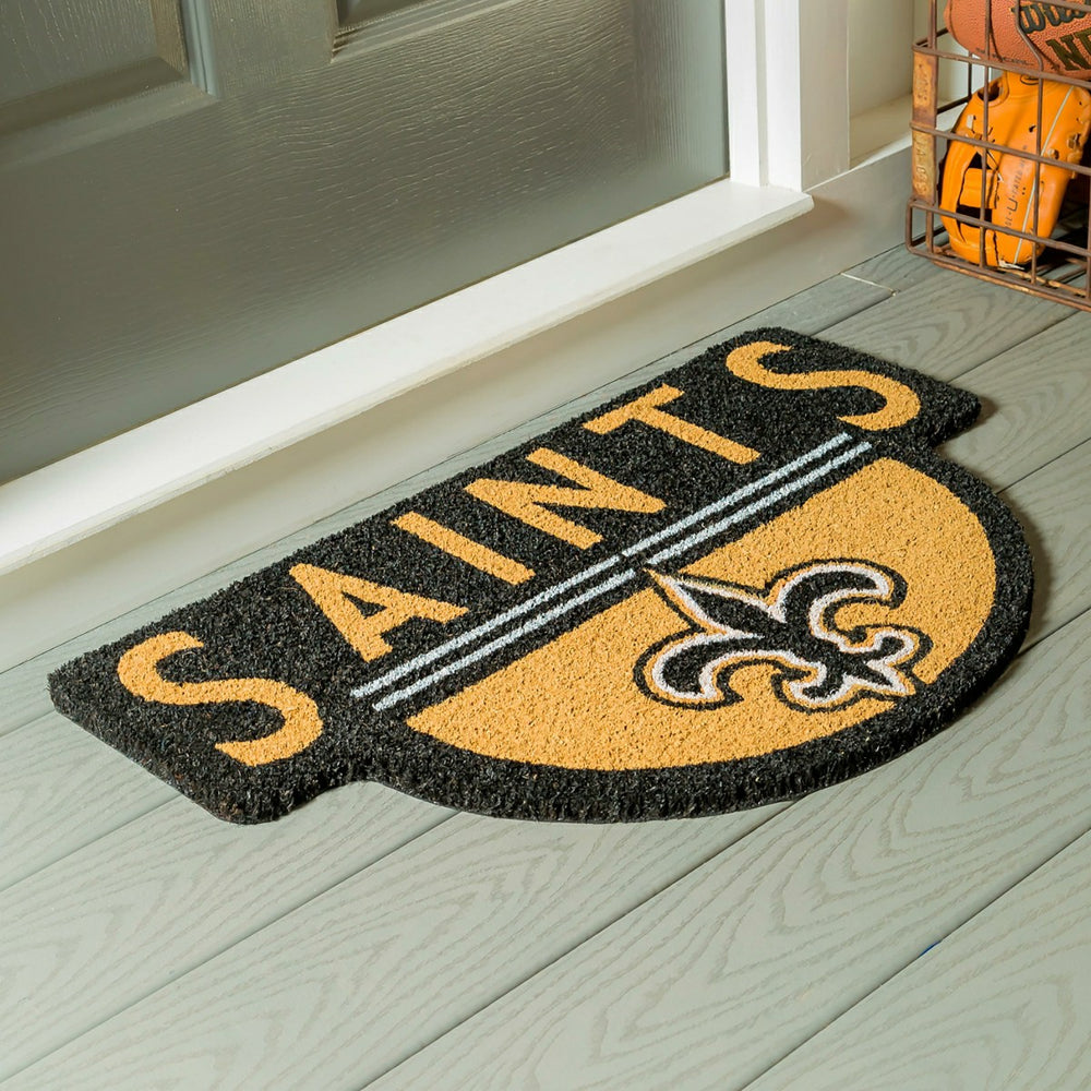 NFL Shaped Coir Door Mat, Saints, NFL