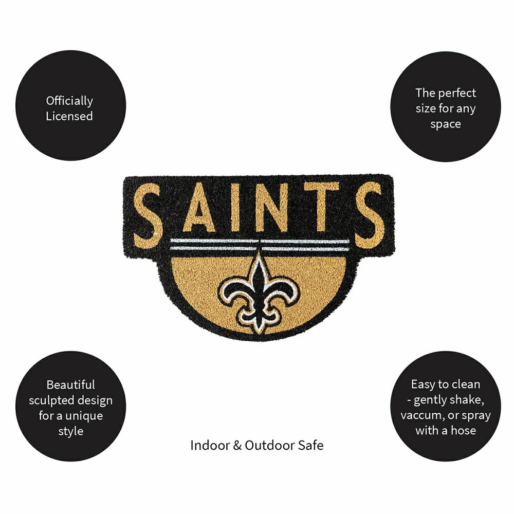 NFL Shaped Coir Door Mat, Saints, NFL