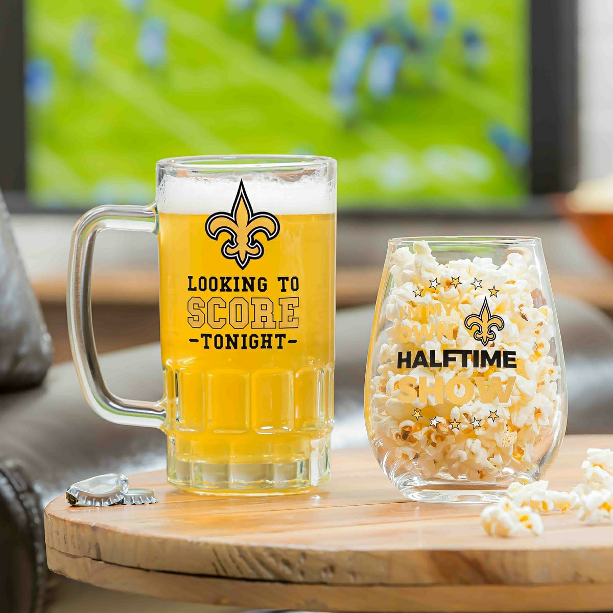 New Orleans Saints, Stemless 17OZ Wine & Beer 16 OZ Gift Set, NFL, Home
