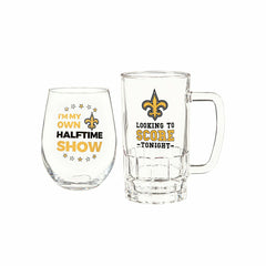 New Orleans Saints, Stemless 17OZ Wine & Beer 16 OZ Gift Set, NFL, Home