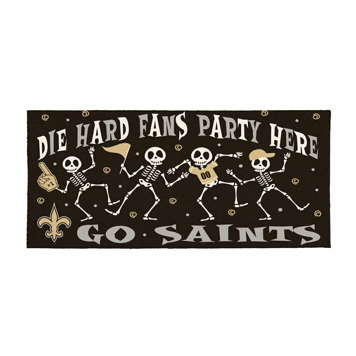 New Orleans Saints Flocked Coir Halloween Sassafras Switch Mat, 22"x10, NFL