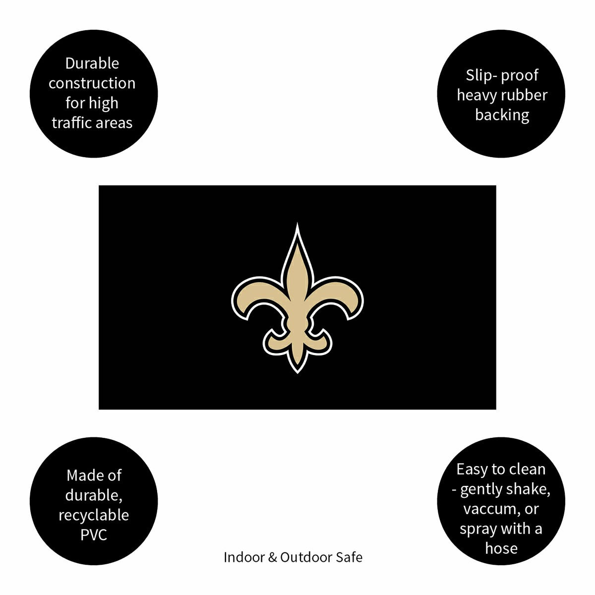 Full Color PVC Mat, 16" x 28", New Orleans Saints, NFL