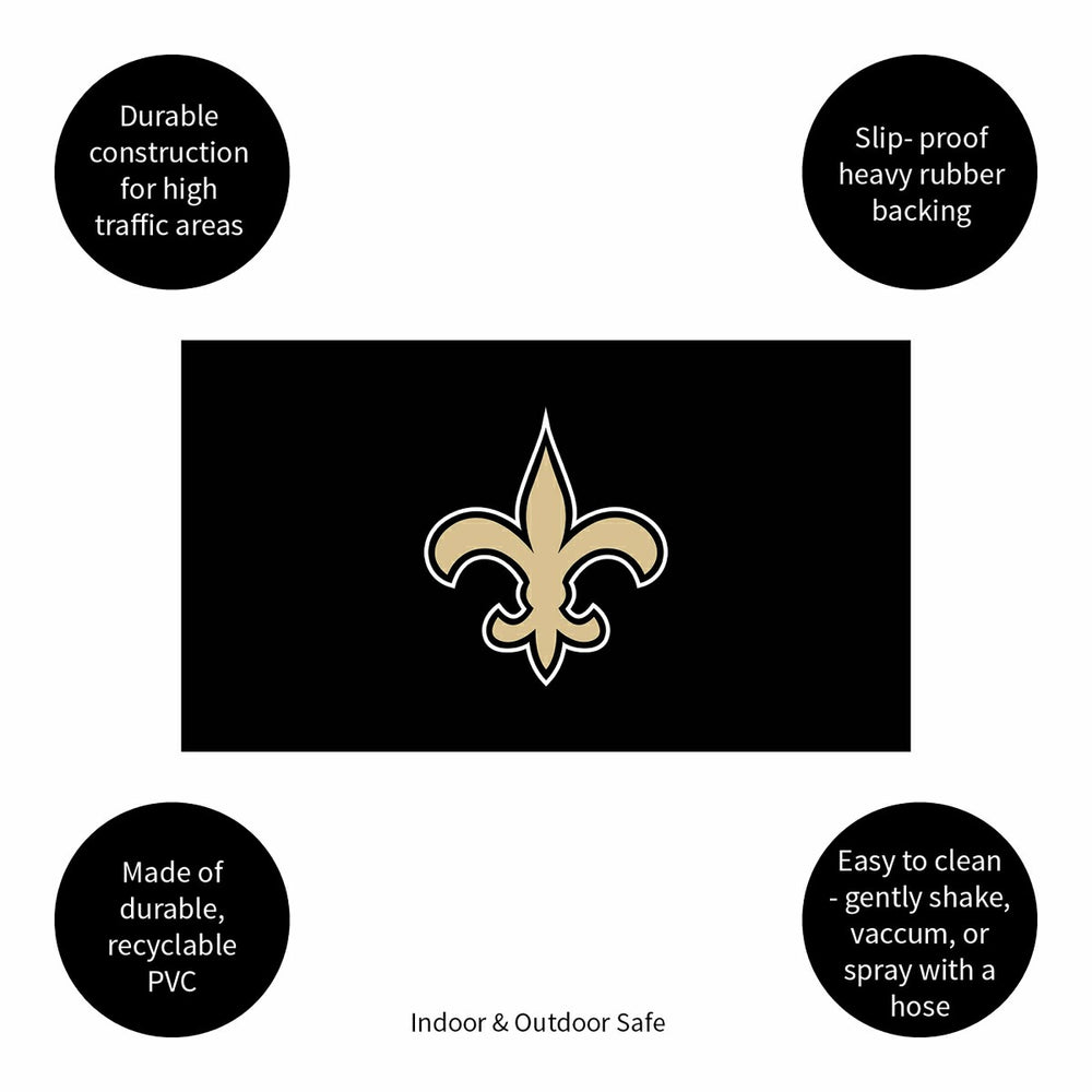 Full Color PVC Mat, 16" x 28", New Orleans Saints, NFL