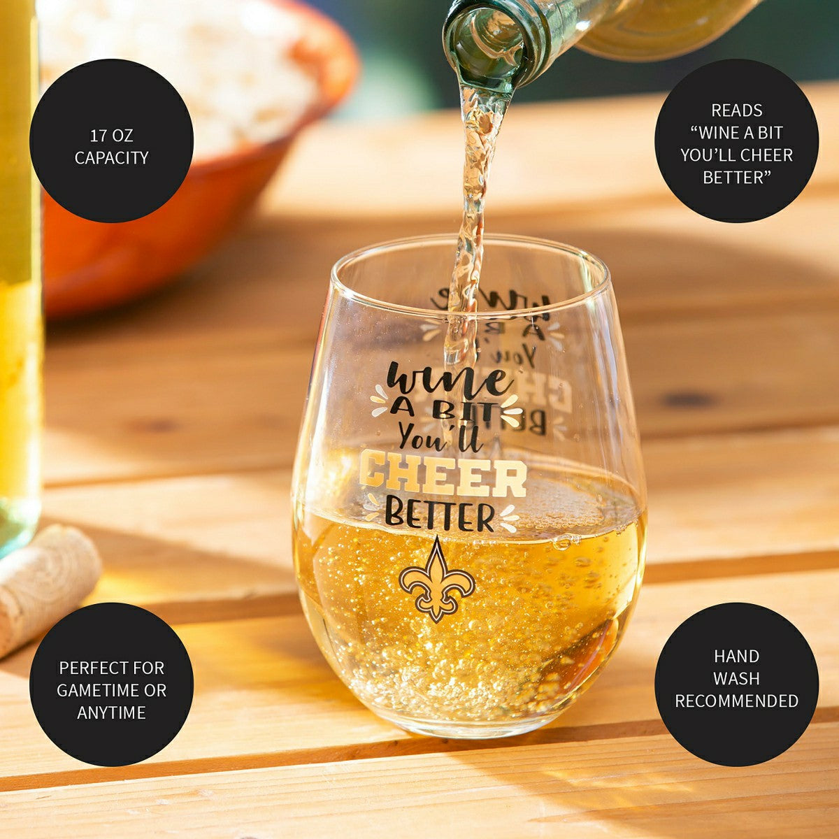 New Orleans Saints, 17oz Boxed Stemless Wine, NFL, Home