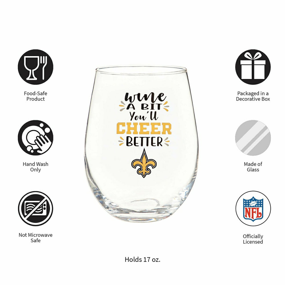 New Orleans Saints, 17oz Boxed Stemless Wine, NFL, Home