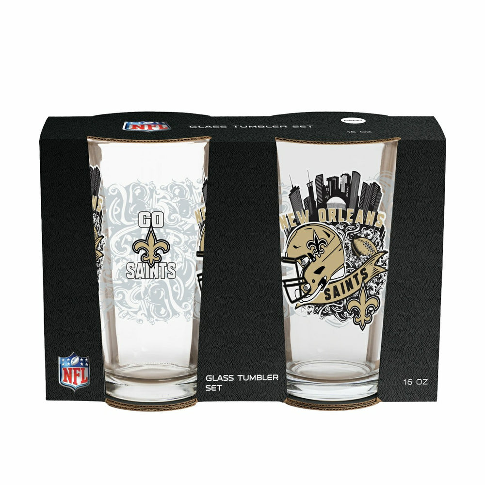 New Orleans Saints 16oz Glass pint, Set of 2, NFL, Home
