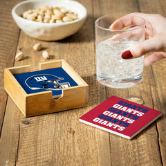 New York Giants Ceramic Coasters Set, 4pcs with Wood Caddy, NFL