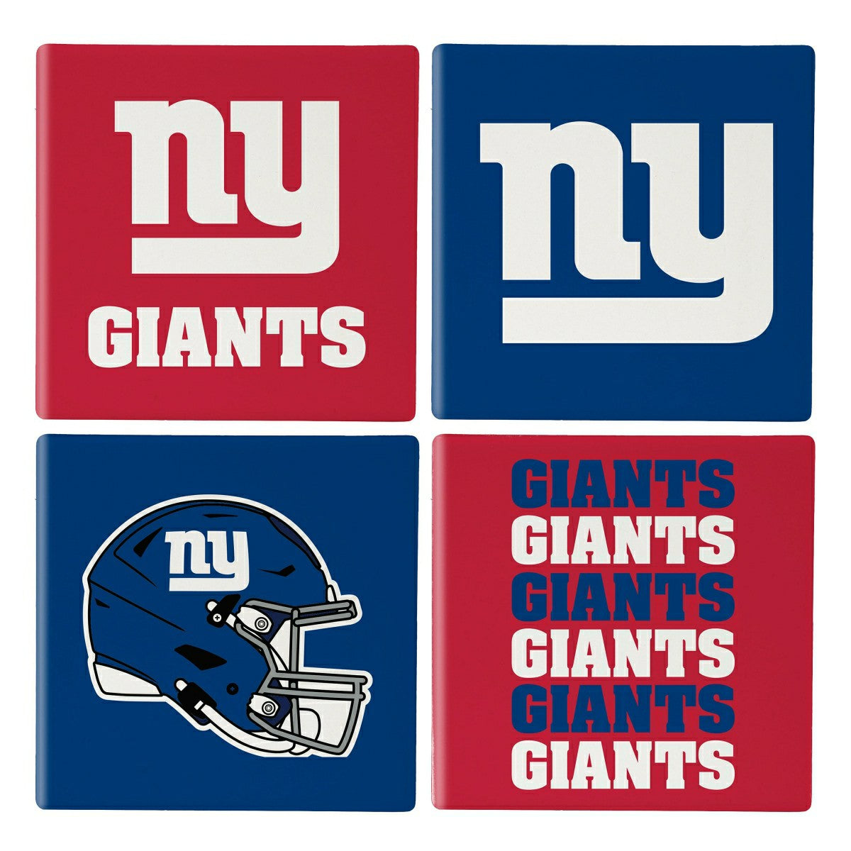 New York Giants Ceramic Coasters Set, 4pcs with Wood Caddy, NFL