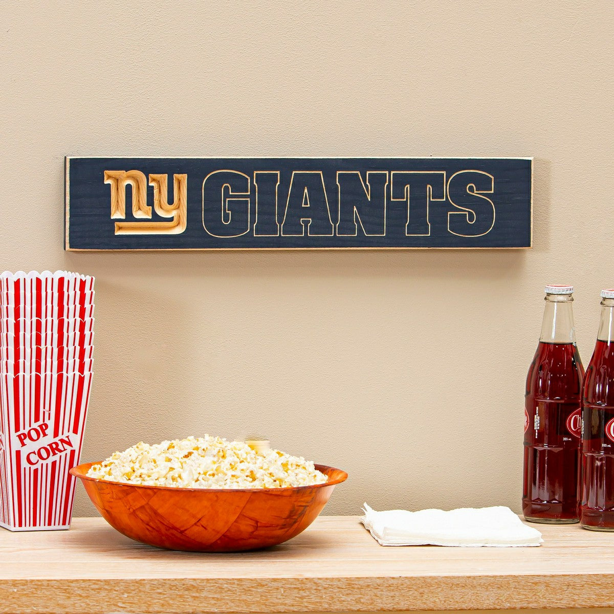 New York Giants Engraved Wood Sign, 3.5" x 18", NFL, Home
