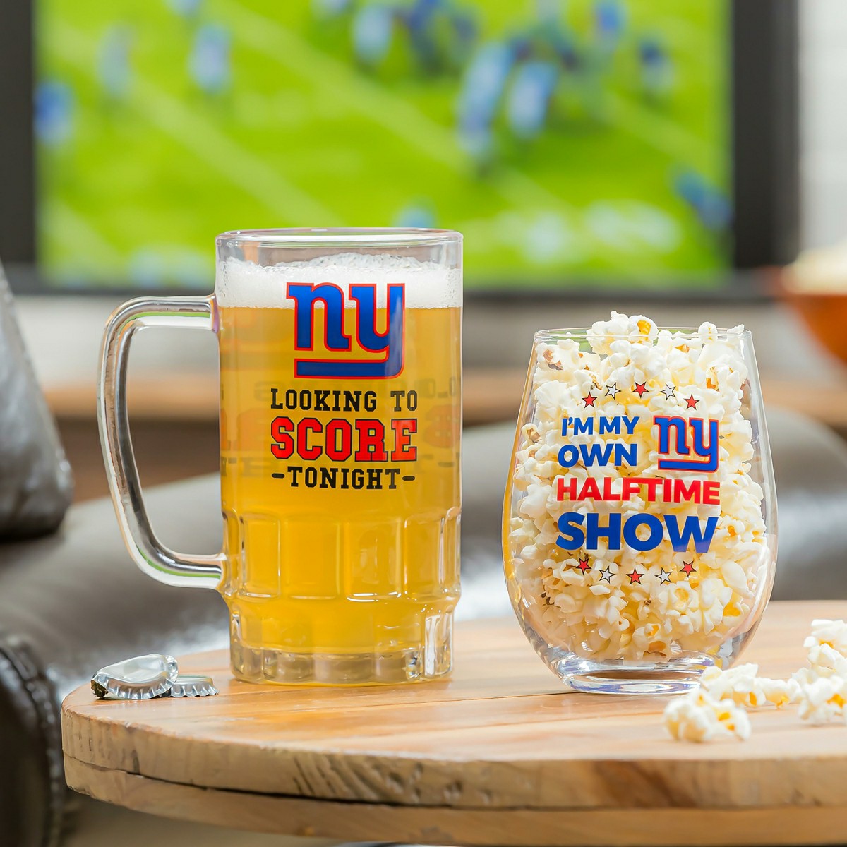 New York Giants, Stemless 17OZ Wine & Beer 16 OZ Gift Set, NFL, Home