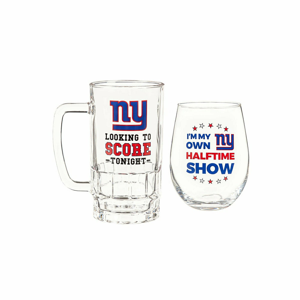 New York Giants, Stemless 17OZ Wine & Beer 16 OZ Gift Set, NFL, Home