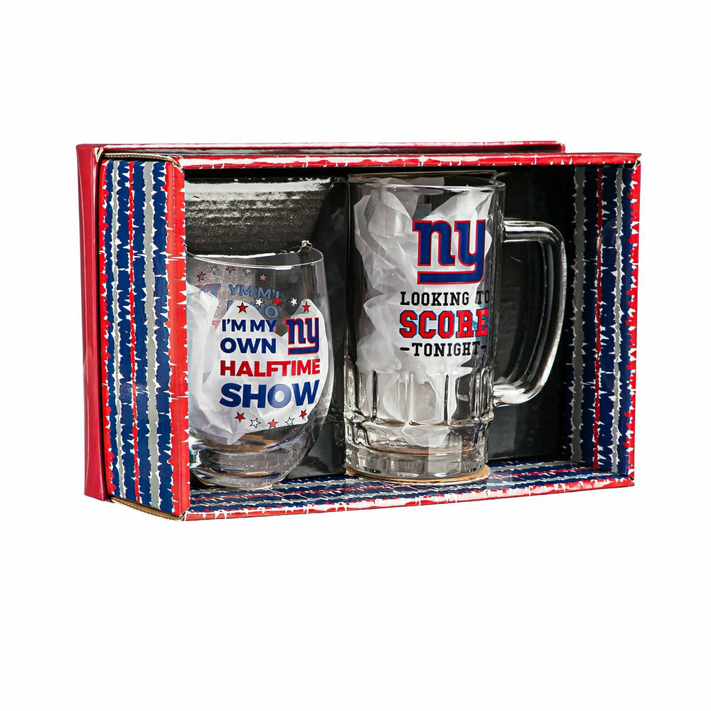 New York Giants, Stemless 17OZ Wine & Beer 16 OZ Gift Set, NFL, Home