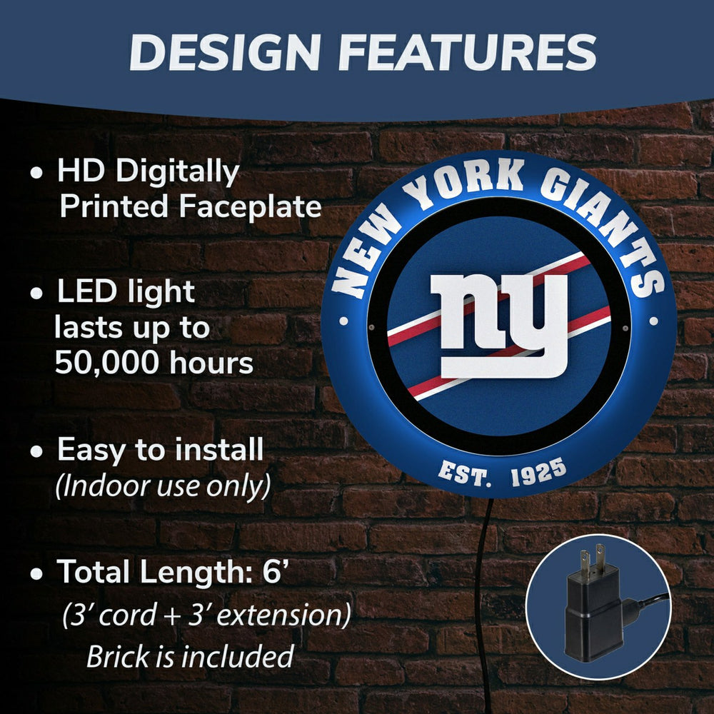 New York Giants, Metal Lite, Round, NFL