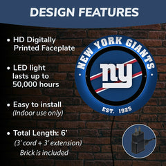 New York Giants, Metal Lite, Round, NFL