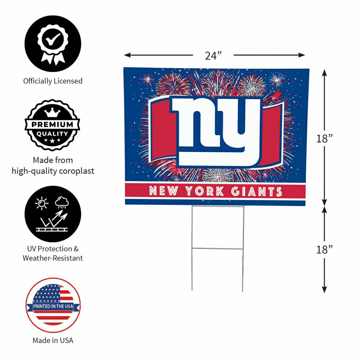 New York Giants Yard Sign, Patriotic, NFL, Home