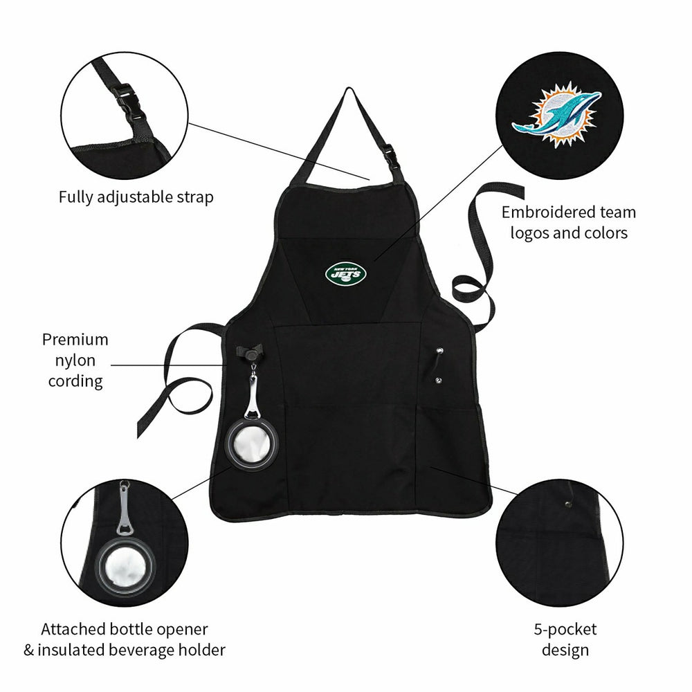 Grill Apron, Black, New York Jets, NFL