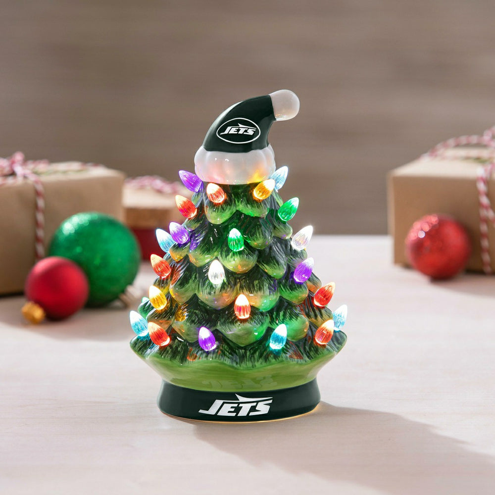 8" LED Ceramic Christmas Tree, New York Jets, NFL, Home